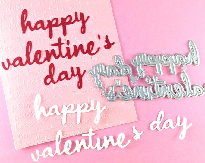 Happy Valentine's Day Cutting Dies - Valentine Metal Cutting Dies - Valentine's Day Craft Die - Metal Craft Dies - Happy Valentine's Day V07