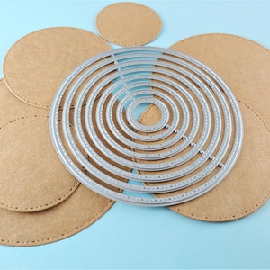 Stitched  Circles Metal Cutting Dies - 8 Piece Nesting Metal Dies - Stitched Circle Metal Craft Die - Circle Cutting Die S03
