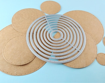 Stitched  Circles Metal Cutting Dies - 8 Piece Nesting Metal Dies - Stitched Circle Metal Craft Die - Circle Cutting Die S03