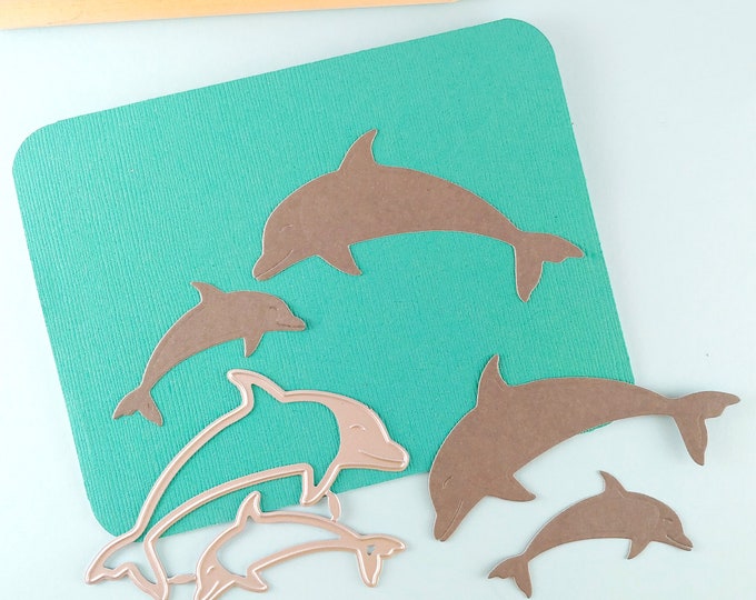 Dolphin Cutting Dies - Dolphins Crafting Dies - Scrapbooking Die - Cardmaking - Summer Memories - Ocean Theme - Sea Theme - Metal Dies A03