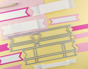 Banner Ribbon Tag Cutting Dies - 8 Piece Banner Metal Dies - Ribbon Tag Cutting Die - Crafting Die Set - Ribbon Labels for Card Making T14