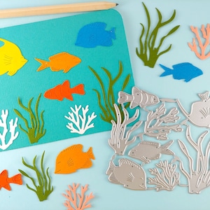 Tropical Fish Cutting Dies - Fish Crafting Dies - Scrapbooking Die - Cardmaking - Summer Memories - Ocean Theme - Sea - Coral - Seaweed A05