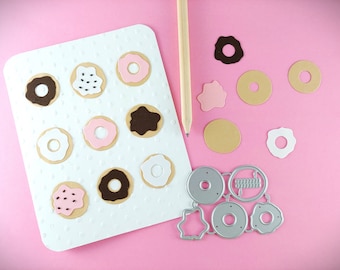 Donuts Cutting Die - Donut Metal Crafting Dies -  Cute Doughnut Crafting Die - Card Making - Scrapbooking Dies - Doughnuts - Card Making M08