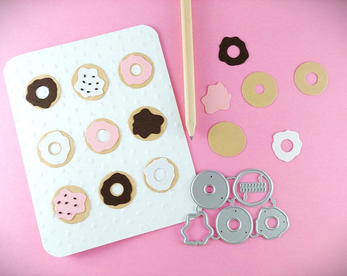 Donuts Cutting Die - Donut Metal Crafting Dies -  Cute Doughnut Crafting Die - Card Making - Scrapbooking Dies - Doughnuts - Card Making M08