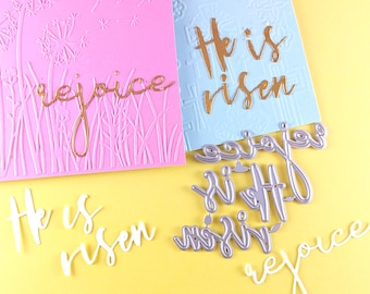 Easter Sentiments Cutting Dies - He is Risen - Rejoice Metal Craft Die - Easter Metal Dies for Scrapbooking and Card Making E07