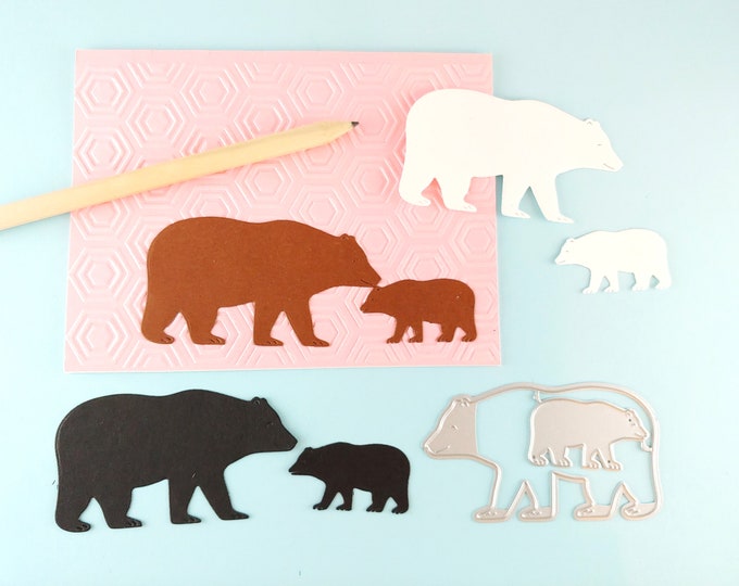 Bears Cutting Dies - Bear Crafting Dies - Metal Die - Cardmaking - Mama Bear - Daddy Bear - Baby Bear - Polar Bear Die Cut A12