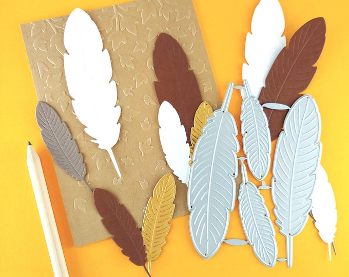Feathers Cutting Dies - Metal Cutting Dies - Feather Metal Die - Cute Thanksgiving Crafts - Fall Crafting - School Crafts F04