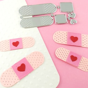 Bandaid Cutting Dies - 6 Piece Valentines Metal Craft Dies - Heart Craft Die - Get Well Soon Metal Crafting Dies for Card Making M02
