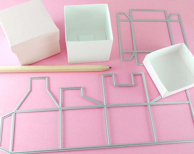 Small Box with Lid Cutting Dies - 1.75" x 1.75" x 1.5" Box - Metal Dies for Crafting - Crafting Dies for School Crafts - Party Favor Box M21
