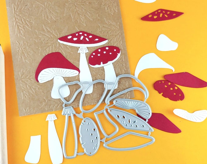Mushrooms Cutting Dies - Fall Crafting Dies - Mushroom Die Cuts - Cute Fungi Crafts - Nature Theme - Mushroom Card Making N12