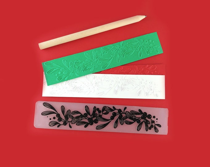 Christmas Mistletoe Linear Embossing Folder - Paper Embossing - Paper Craft Embosser - Background Embossing Folders D38