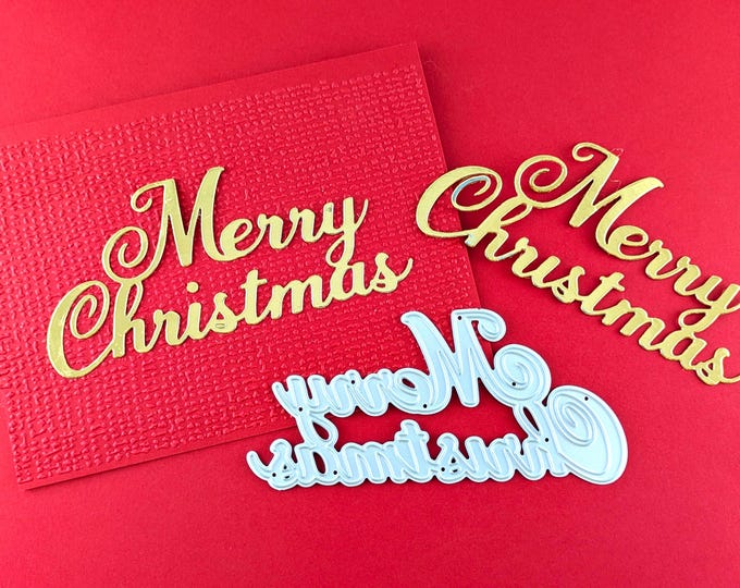 Merry Christmas Cutting Dies - Christmas Sentiments Metal Crafting Die - Merry Christmas Die Cuts - Christmas Sentiment - Christmas Card C05