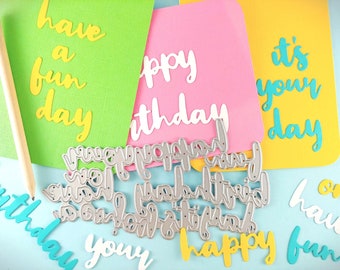 Happy Birthday Mix and Match Sentiments Cutting Die - 10 Piece Metal Crafting Dies - Card Making - Birthday Sentiments - Birthday Words L02