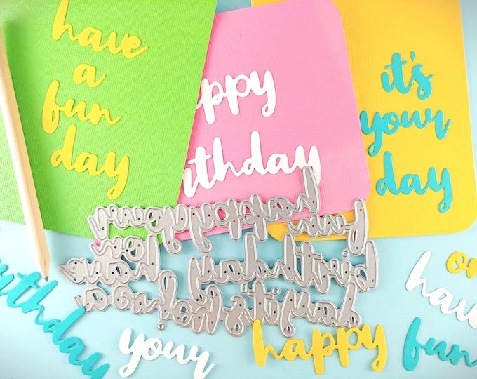 Happy Birthday Mix and Match Sentiments Cutting Die - 10 Piece Metal Crafting Dies - Card Making - Birthday Sentiments - Birthday Words L02
