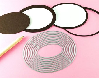 Oval Labels Cutting Dies - 6 Piece Nesting Metal Dies - Large Oval Die - No Stitching - Oval Label Cutting Die - Metal Craft Die Set S06