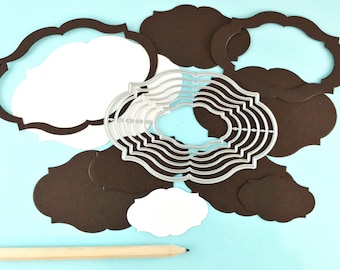 Decorative Labels Cutting Dies - 6 Piece Nesting Dies - No Stitching - Label  Die - Metal Crafting Die Set - Card Making Label T05