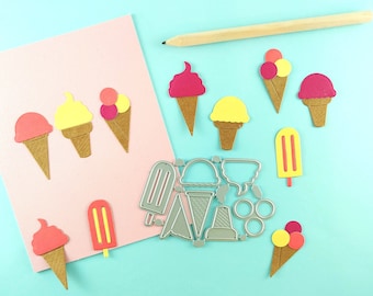 Ice Cream Cutting Die - Popsicle Metal Crafting Dies - Ice Cream Cone Craft -  Cute Ice Cream Die - Card Making and Scrapbooking Dies M16