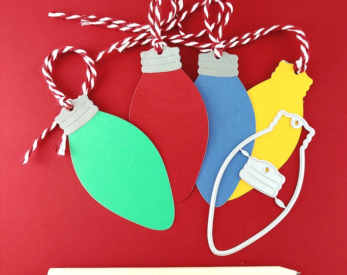 Christmas Light Bulb Tab Cutting Dies - Christmas Craft Die - Holiday Lights Tags - Holiday Die Cuts - Christmas Lights Tag C17