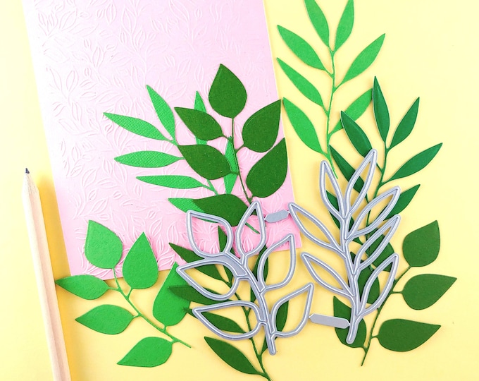 Leaves Cutting Dies - Leaf Metal Craft Dies - Large Branches for Card Making - Leafy Branch - Decorative Leaf - Leaves Diecuts N07