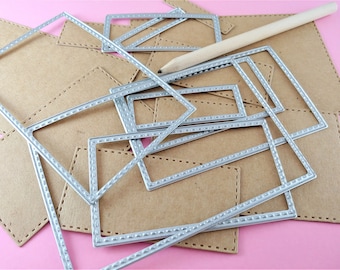 Stitched  Rectangle Metal Cutting Dies - 8 Piece Nesting Metal Dies - Stitched Die - Rectangular Cutting Die - Metal Crafting Die Set S02