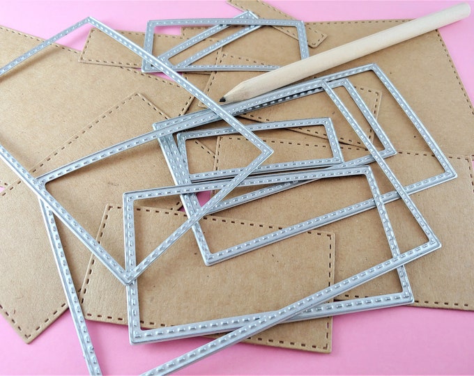 Stitched  Rectangle Metal Cutting Dies - 8 Piece Nesting Metal Dies - Stitched Die - Rectangular Cutting Die - Metal Crafting Die Set S02