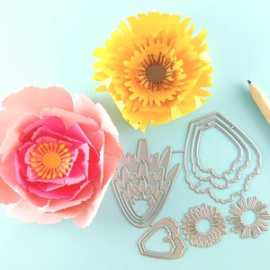 Flower Petals Cutting Dies - 11 Piece Metal Dies - 3D Paper Flower Craft Die - Floral Metal Crafting Die - Metal Craft Die Set N10