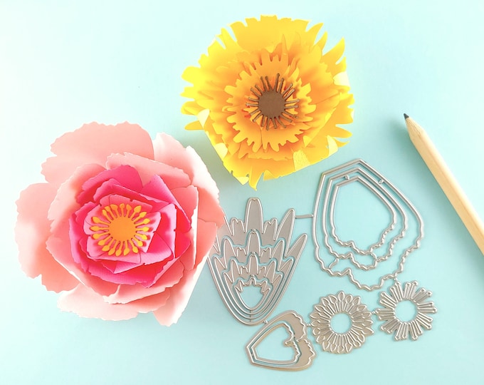 Flower Petals Cutting Dies - 11 Piece Metal Dies - 3D Paper Flower Craft Die - Floral Metal Crafting Die - Metal Craft Die Set N10