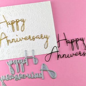 Happy Anniversary Cutting Dies - Metal Crafting Dies for Card Making - Happy Anniversary Sentiment - Marriage - Wedding - Scrapbooking  L12