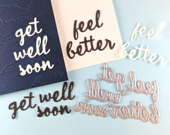 Get Well Soon - Feel Better Cutting Dies - Metal Crafting Dies for Card Making - Crafting Sentiment Metal Dies- Scrapbooking  L16