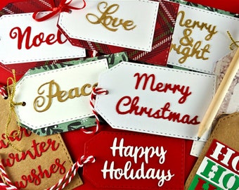 Christmas Words Cutting Dies - Christmas Sentiments Metal Crafting Dies - Holiday Die Cuts - Holiday Sentiments - Christmas Card Words C07