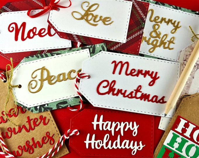 Christmas Words Cutting Dies - Christmas Sentiments Metal Crafting Dies - Holiday Die Cuts - Holiday Sentiments - Christmas Card Words C07
