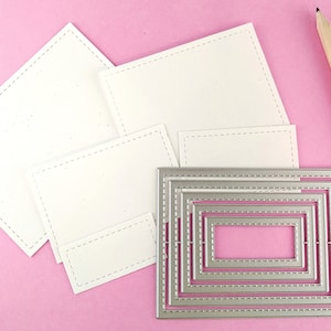 Matrices de découpe rectangulaires cousues - 5 matrices de découpe métal emboîtables - Matrice de découpe - Matrice de découpe rectangulaire - Set de matrices de création en métal S10