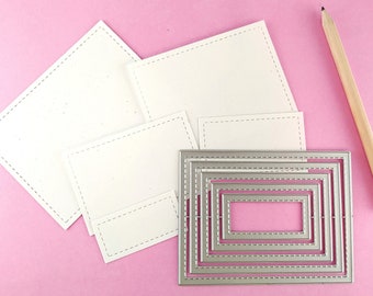 Stitched  Rectangle Cutting Dies - 5 Piece Nesting Metal Dies - Stitched Die - Rectangular Cutting Die - Metal Crafting Die Set S10