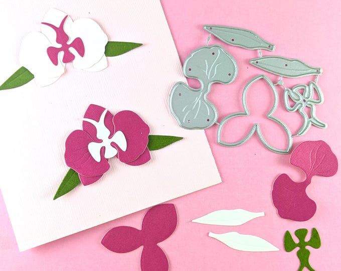 Orchid Cutting Dies - Flowers Metal Dies - Paper Flower Craft Die - Floral Crafting Die - Cute Orchid Craft Die Set N17