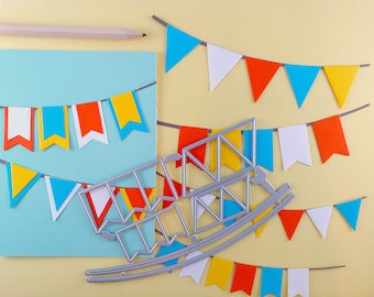 Bunting Cutting Dies - Banners Metal Crafting Die -  Cute Birthday Bunting Crafting Die - Card Making and Scrapbooking Dies B03