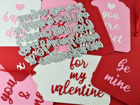 LANGFON Valentine Love Heart Metal Cutting Dies, Words Die Cuts with  Sentiment for Card Making Valentine's Day DIY Scrapbooking and Photo Album  Card