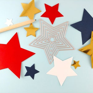 Matrices de découpe étoiles - 6 matrices de découpe métal - Matrice de découpe étoile à 5 branches - Matrice de découpe étoile - Décoration du 4 juillet - Artisanat étoile P01