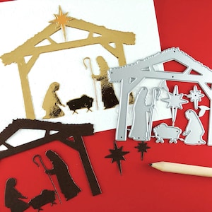 Nativity Cutting Dies - Christmas Metal Craft Die - Manger Metal Crafting Dies - Nativity Scene Card Making - Christian Christmas C01