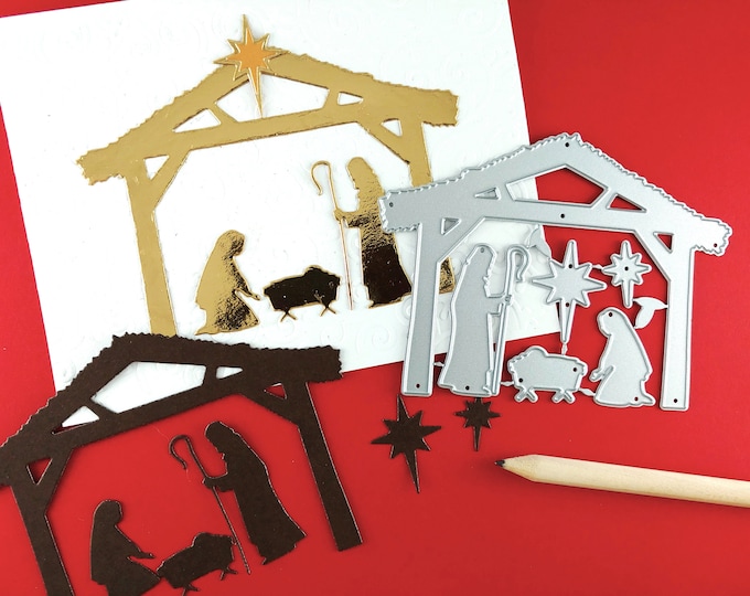 Nativity Cutting Dies - Christmas Metal Craft Die - Manger Metal Crafting Dies - Nativity Scene Card Making - Christian Christmas C01