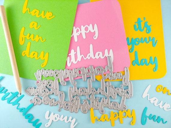 Happy Birthday Mix and Match Sentiments Cutting Die 10 Piece Metal Crafting Dies  Card Making Birthday Sentiments Birthday Words L02 