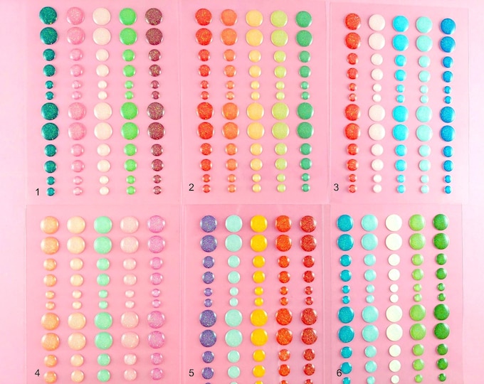 Enamel Dots - Glitter Embellishments for Card Making - Scrapbooking Stickers - Colorful Enamel Dots - Glitter Color Sticker G03