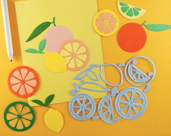 Citrus Cutting Die - Lemon and Orange Metal Crafting Dies -  Cute Citrus Fruit Card Making Die - Scrapbooking Dies - Fruit Slices N09