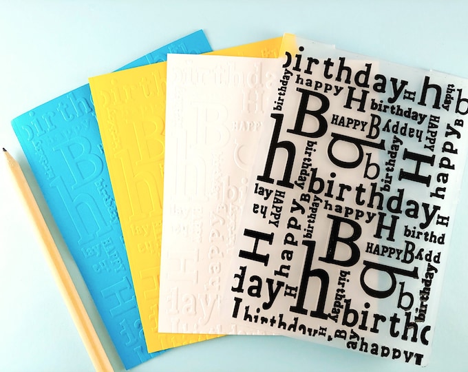Happy Birthday Embossing Folder - Paper Embossing - Paper Craft Embosser - Background Embossing Folders D41