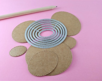 Stitched  Oval Metal Cutting Dies - 6 Piece Nesting Metal Dies - Stitched Oval Craft Die - Stitched Metal Die - Oval Cutting Die S04