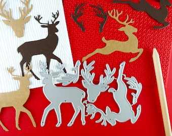 Reindeer Metal Cutting Dies - Christmas Craft Die - Deer Metal Crafting Dies for Card Making - Holiday Die Cuts - Antlers - Deer Head C08