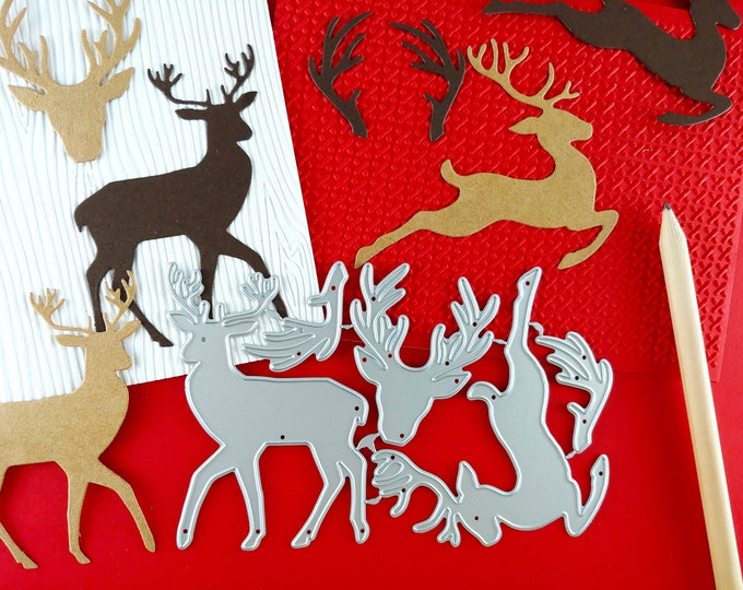 Reindeer Metal Cutting Dies - Christmas Craft Die - Deer Metal Crafting Dies for Card Making - Holiday Die Cuts - Antlers - Deer Head C08
