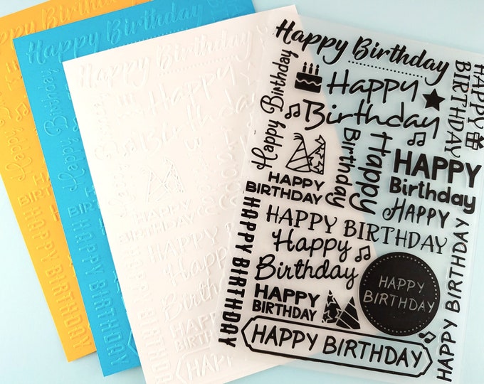 Happy Birthday Embossing Folder - Paper Embossing - Paper Craft Embosser - Background Embossing Folders D26