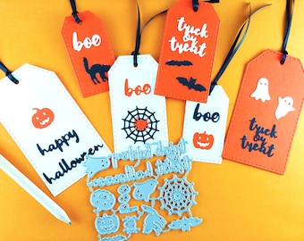 Mini Halloween Cutting Dies - Halloween Metal Craft Dies - Ghost - Bats - Pumpkins - Spider - Cat - Boo - Trick or Treat Die Cuts H01