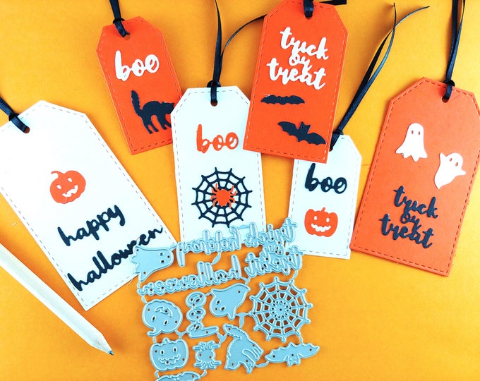 Mini Halloween Cutting Dies - Halloween Metal Craft Dies - Ghost - Bats - Pumpkins - Spider - Cat - Boo - Trick or Treat Die Cuts H01