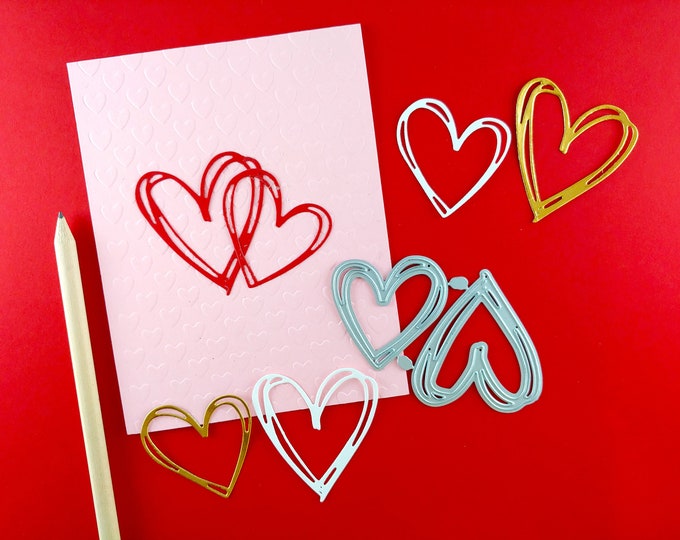 Stringy Hearts Metal Cutting Dies - Set of 2 Valentines Metal Craft Die - Valentine Decor - Heart Crafting Dies for Card Making V04